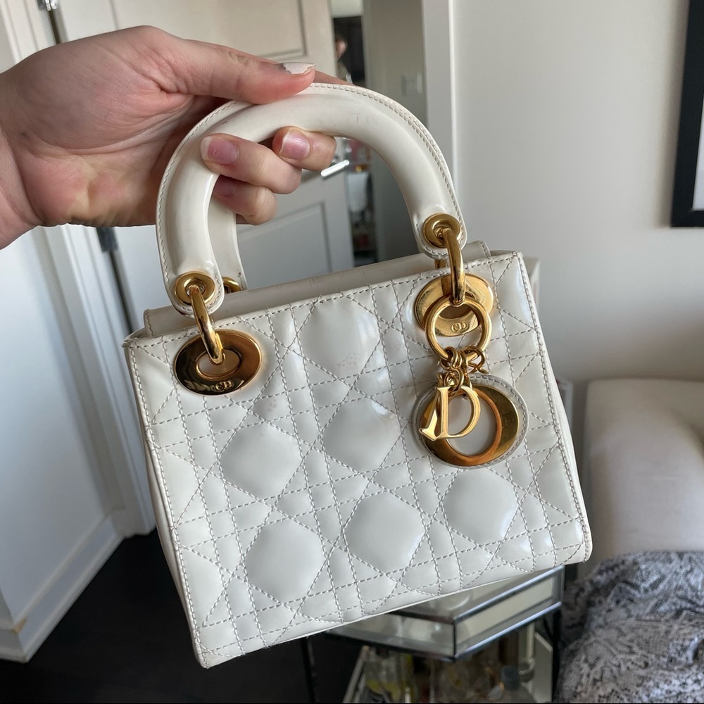 White Patent Leather Lady Dior Bag Small - Offers Welcome!